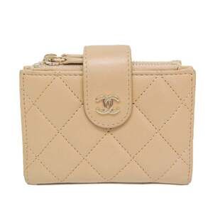 CHANEL Cream Leather Wallet